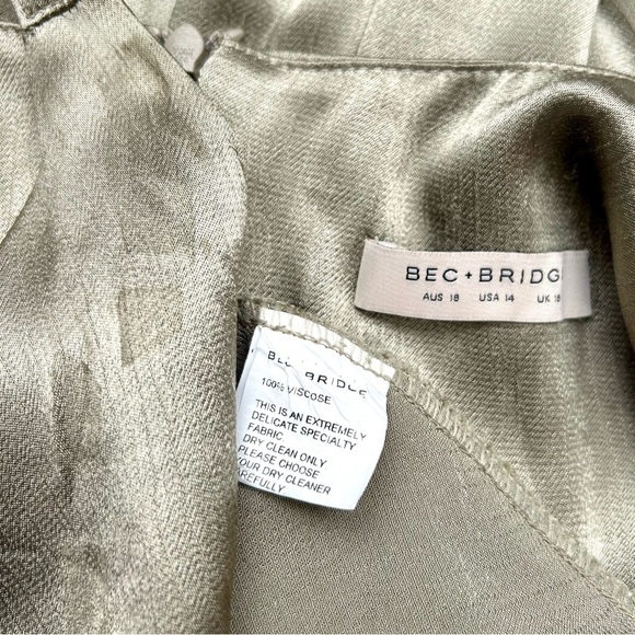 Bec + Bridge Mood Dance Cowl Neck Maxi Dress Satin Gown Sage Green Size US 14 - Picture 13 of 15